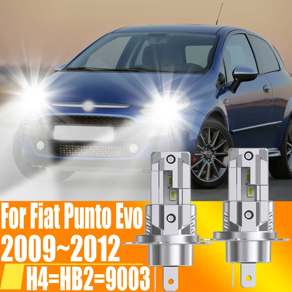 Фото 2x H4 HB2 9003 Светодиодная фара Canbus без ошибок Автомобильная лампа высокой мощности Белая противотуманная фара Диодная лампа 12 В 55 Вт Для Fiat Punto Evo 2009 ~ 2012 №1