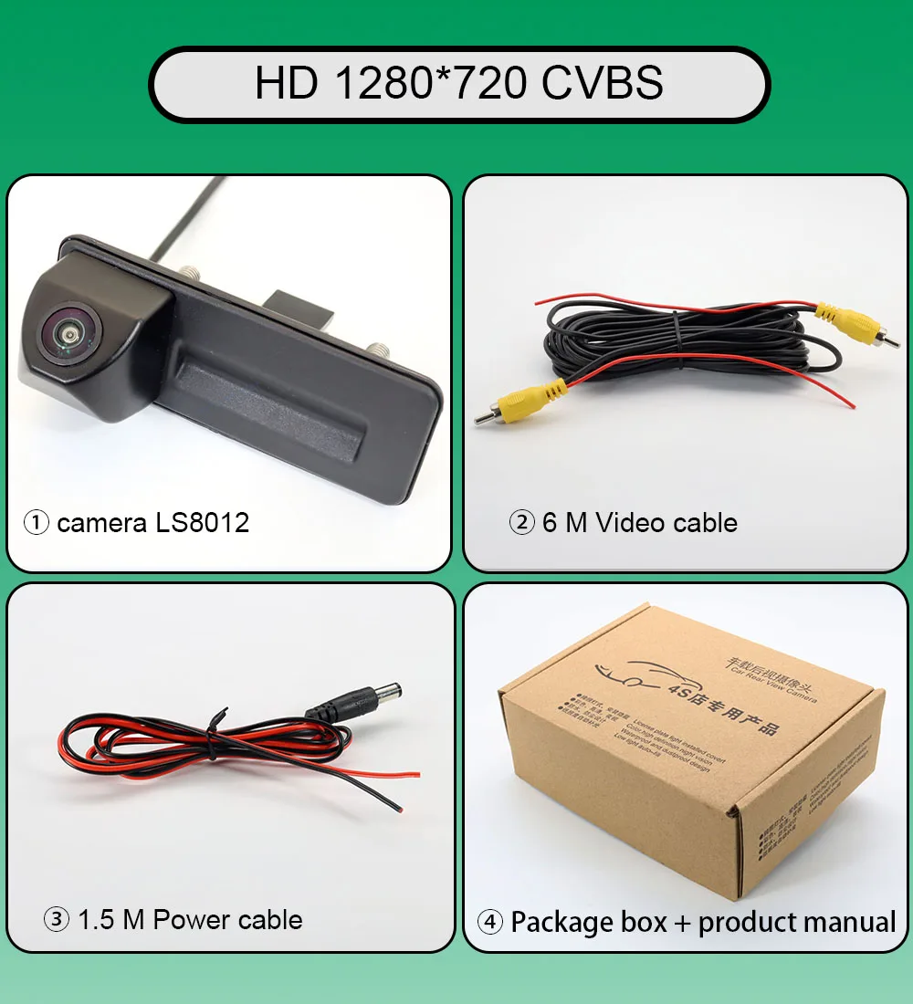 

Автомобильная парковочная камера для Audi A1 8X 2012 2013 2014 2015 2016 2017 2018 AHD 1080P 170 ° Камера заднего вида с ручкой багажника CVBS