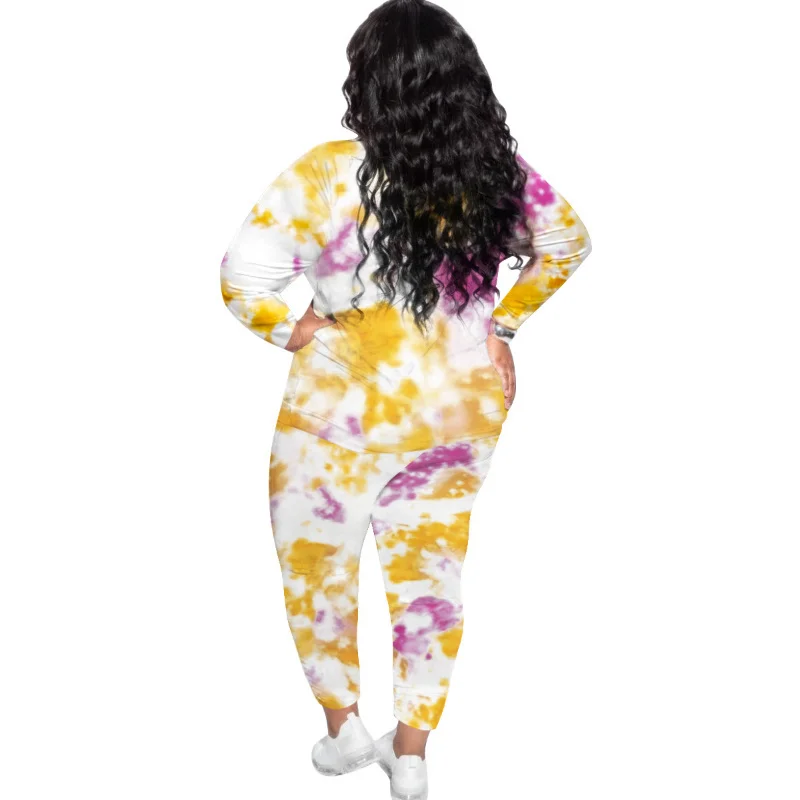 Plus Size Fall Outfits Women Clothing Two Piece Sets Fashion Casual Tie Dye Long Sleeve Female s 3xl 4xl 5xl 6xl