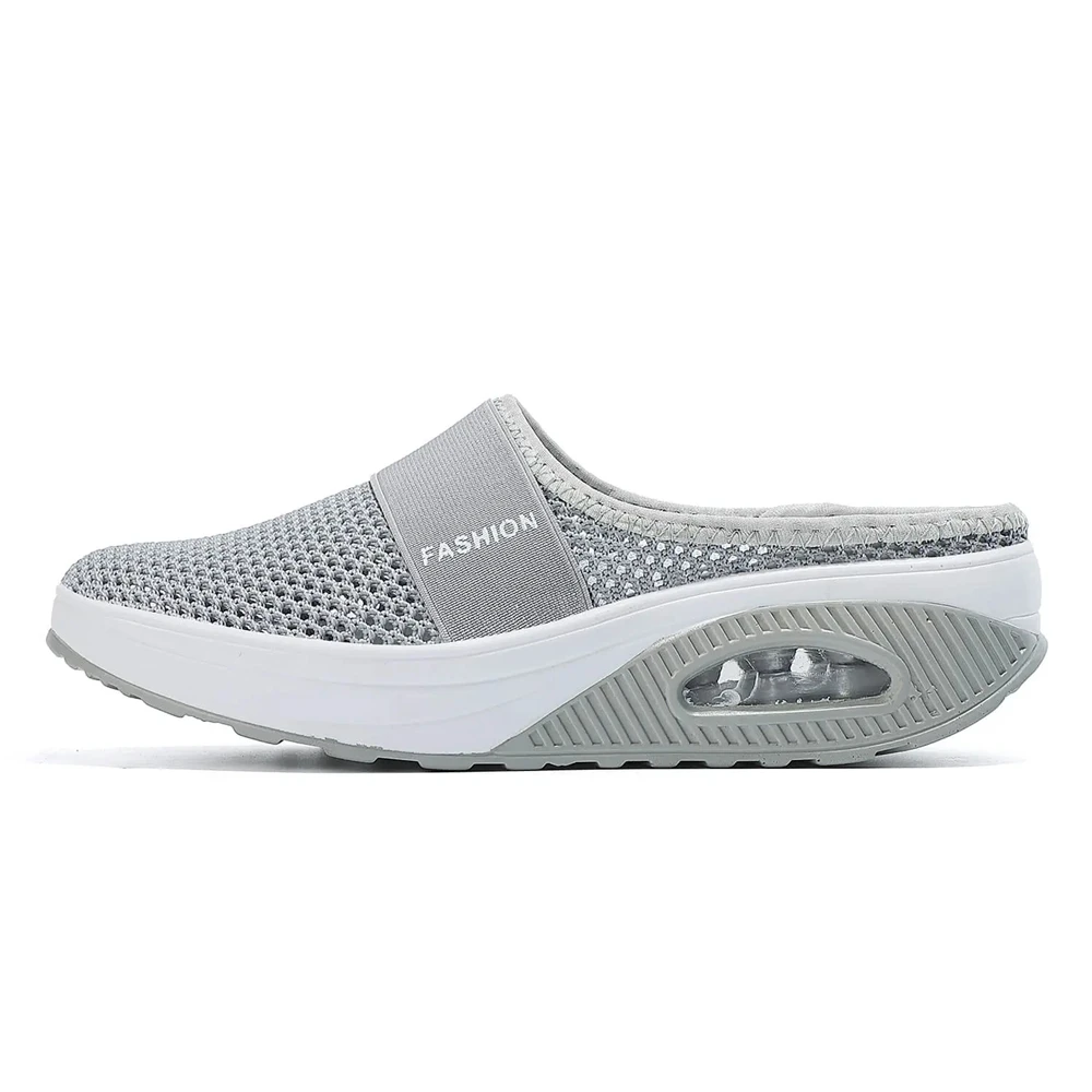 Women's Air Cushion Anti-skid and Wear-resistant Half Slippers Fly Woven Mesh Shaking Shoes Lightweight Comfortable Casual Shoes