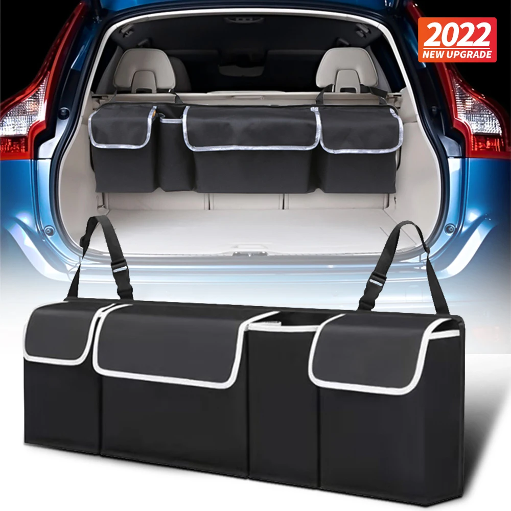 

Car Storage For The Back Seats Foldable Cargo Storage Bag With 4 Pockets High Capacity Backseat Hanging Organizer For Suv Truck