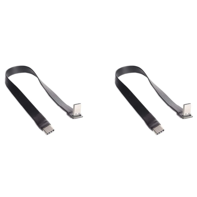 

2X USB 3.1 Type C To Type C Extension Cable 90 Degree Adapter FPC FPV Ribbon Flat USB C Cable 3A 10Gbps EMI Shielding