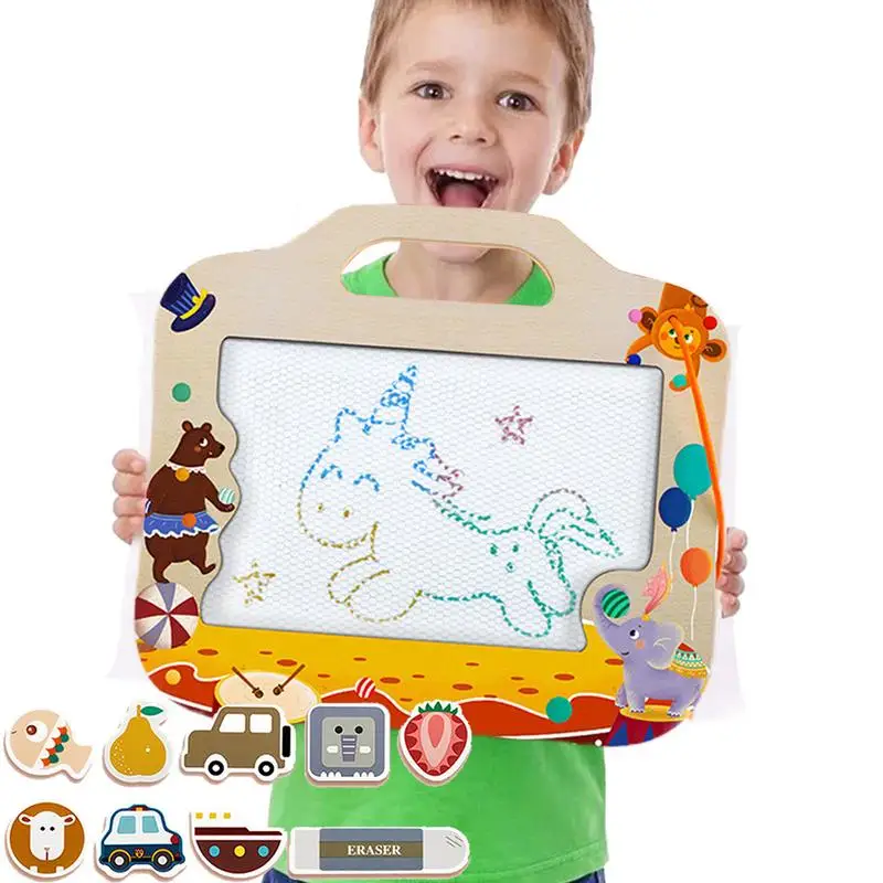 

Erasable Magnetic Board For Kids Wood Doodle Board Toddler Doodle And Sketch Pad With Magnetic Stamps For Toddlers Girls Boys