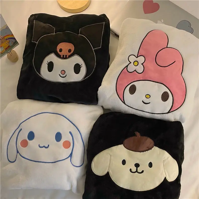 

Kawaii Hello Kitty Kuromi My Melody Cinnamoroll Anime Coral Velvet Pajamas Thickened and Velvet Cute Cartoon Pajamas Set Sanrio