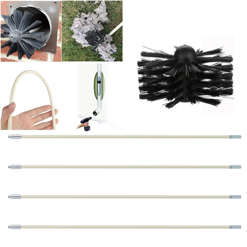 

Stove Brush kit Chimney Flexible Inner wall Nylon Tool Anti scratch Cleaner Electric drill Fireplace Convenient