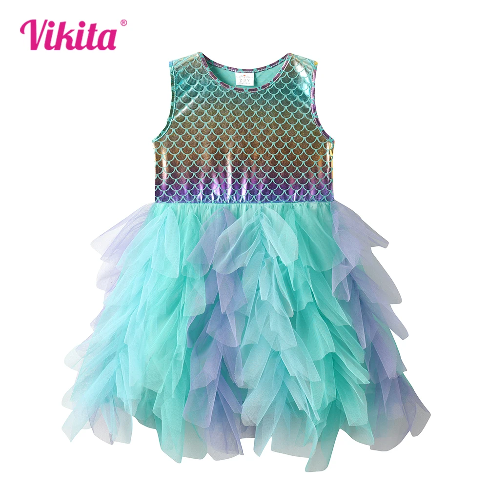 Платье детское с юбкой-пачкой и принтом русалка
