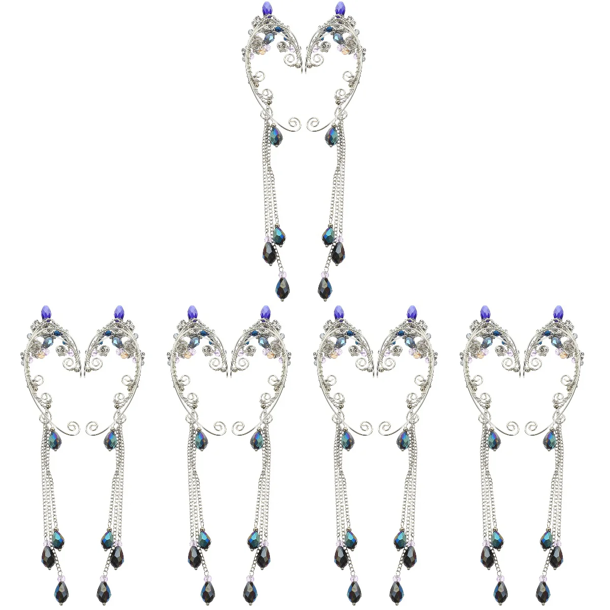 

Женские серьги-клипсы с жемчугом и кристаллами, 5 пар