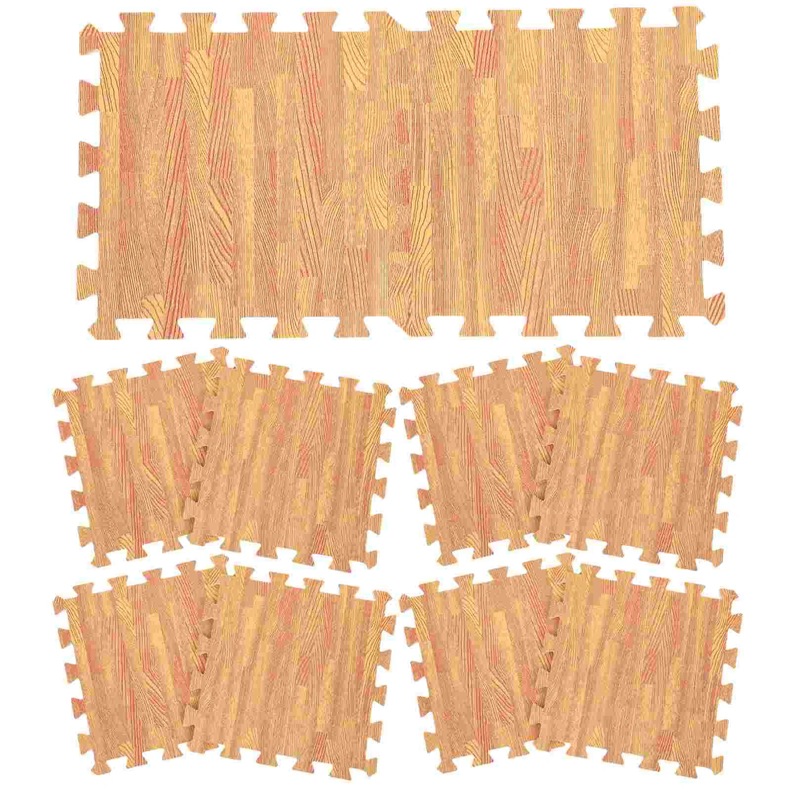 

12 Pcs Wood Grain Foam Floor Mat Interlocking Play Foams Mats Tile Baby Kids Gym Colored Pad