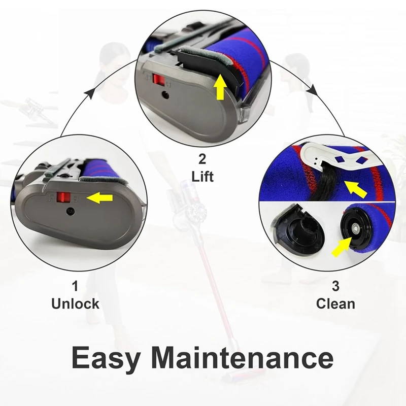 For Dyson V7 V8 V10 V11 V15 Vacuums Soft Roller Motorized Brush Replacement With Green Light As Hardwood Cleaner