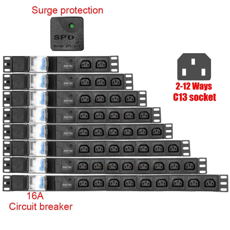 

Удлинитель PDU 16 А/4000 Вт 32 А/8000 Вт, высокомощная розетка, 2-10 способов, IEC C13, электрическая розетка переменного тока, проводная плата без проводов