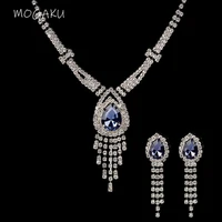 mogaku 2pcs rhinestone jewellery sets for women fashion wedding banquet necklaces and earrings set 2022 multistyle accessories