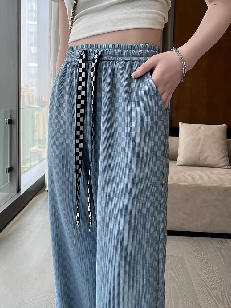 Слаксы женские прямые летние брюки повседневные однотонные с высокой талией