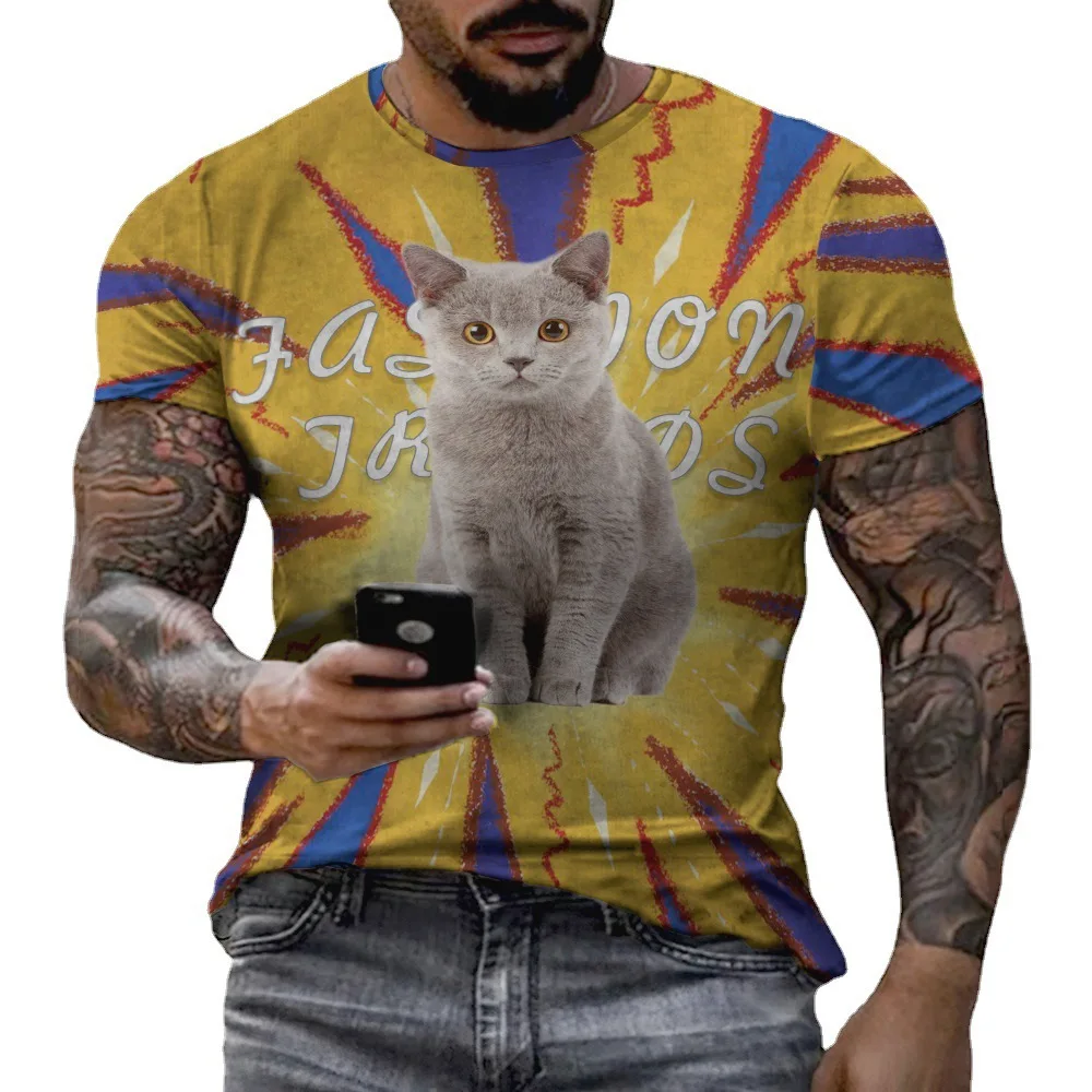 Printed Simple Casual Men's T-shirt Print round Neck