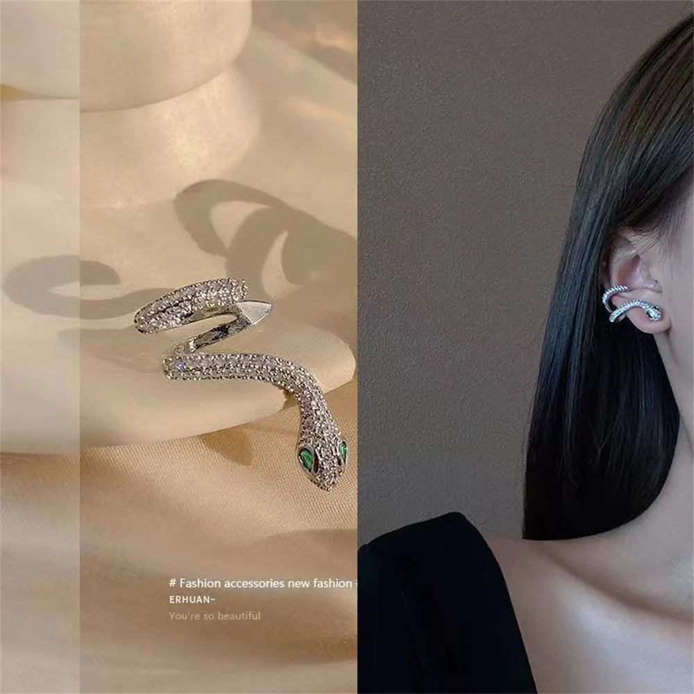 

Fashion super shiny zircon serpentine Earrings individual minority temperament Earbone clip creative design jewelry