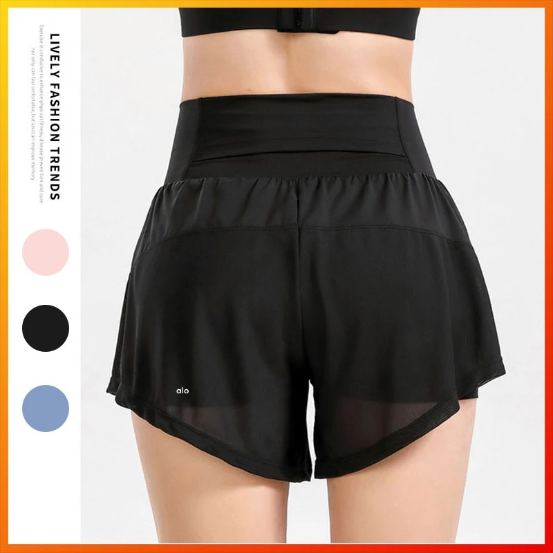 

Alo Yoga Summer Women's Sexy High Waist Shorts Mesh Breathable Moisture Absorption 3-color Sports Fitness Running 1841