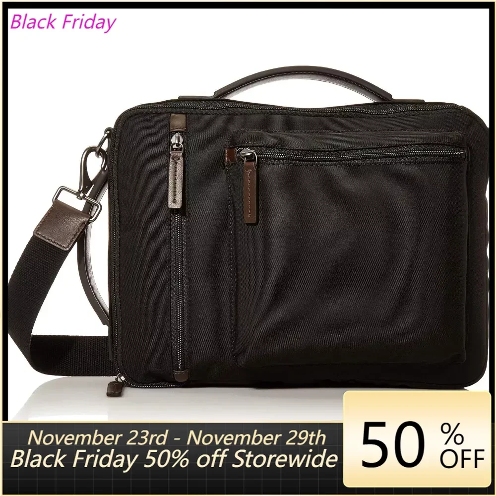 

Men's Buckner Fabric Small Convertible Travel Backpack and Briefcase Messenger Bag Crossbody Bags Luxury，Black
