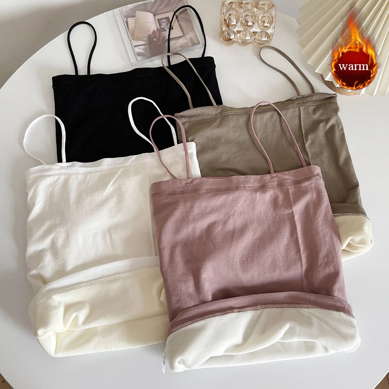 

Winter Warm Plus Velvet Vest Women'S Thermal Thick Underwear Female Undershirt Suspenders Sleeveless Bottoming Intimate Tops