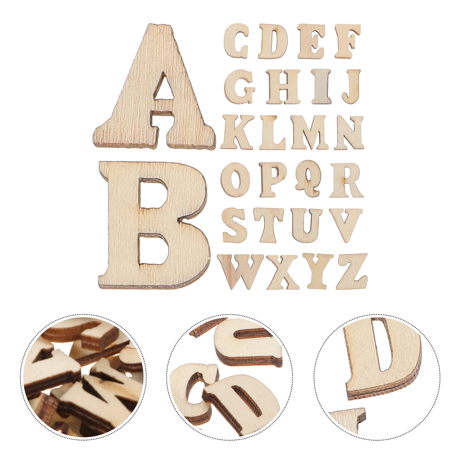 

200Pcs Wooden English Letters Wood Alphabet Letters DIY Unpainted Wooden Alphabet Pieces for Party Favors Home Decoration