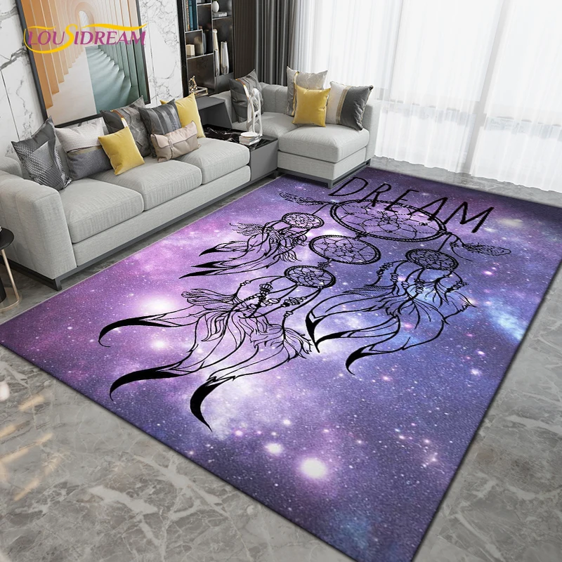 

DreamCatcher Moon Feather Arer Rug Large,Carpet Rug for Living Room Bedroom Decoration,Kitchen Bathroom Anti-slip Floor Mat Gift