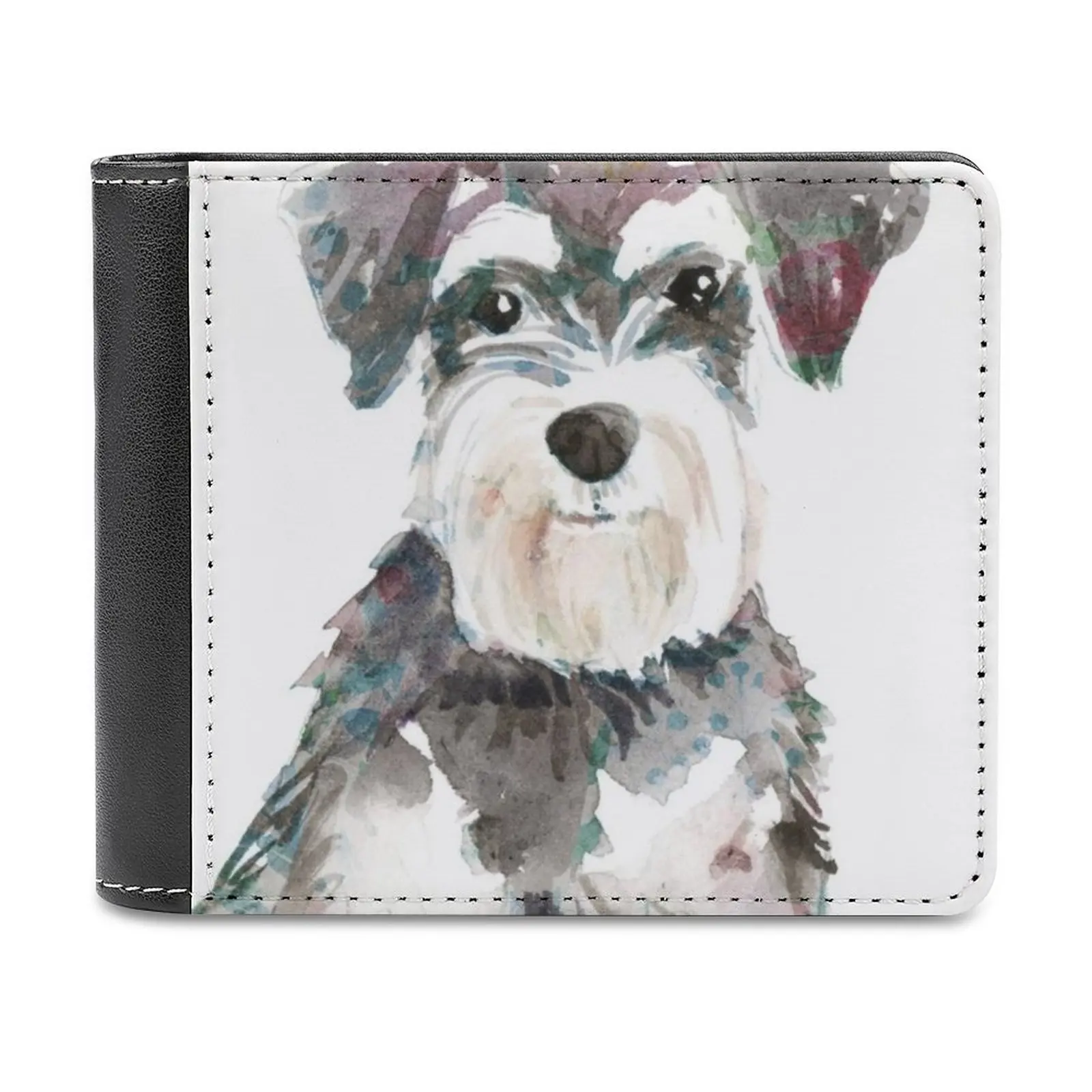 Фото Миниатюрные мужские кошельки Schnauzer с изображением собаки акварелью, маленькие кошельки для денег, новый дизайн, цена за доллар, топовый коше... №1