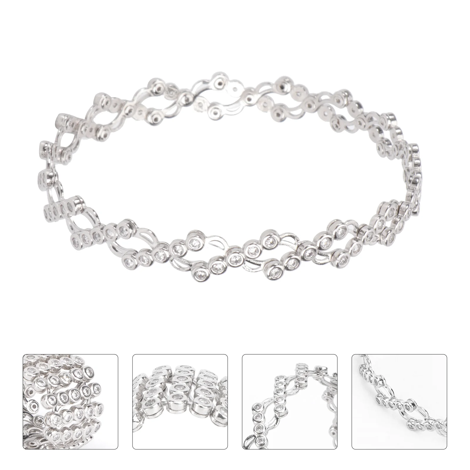 

1PC Dual-purpose Bracelet Female Stretchy Ring Silver Bracelet Hand Jewelry