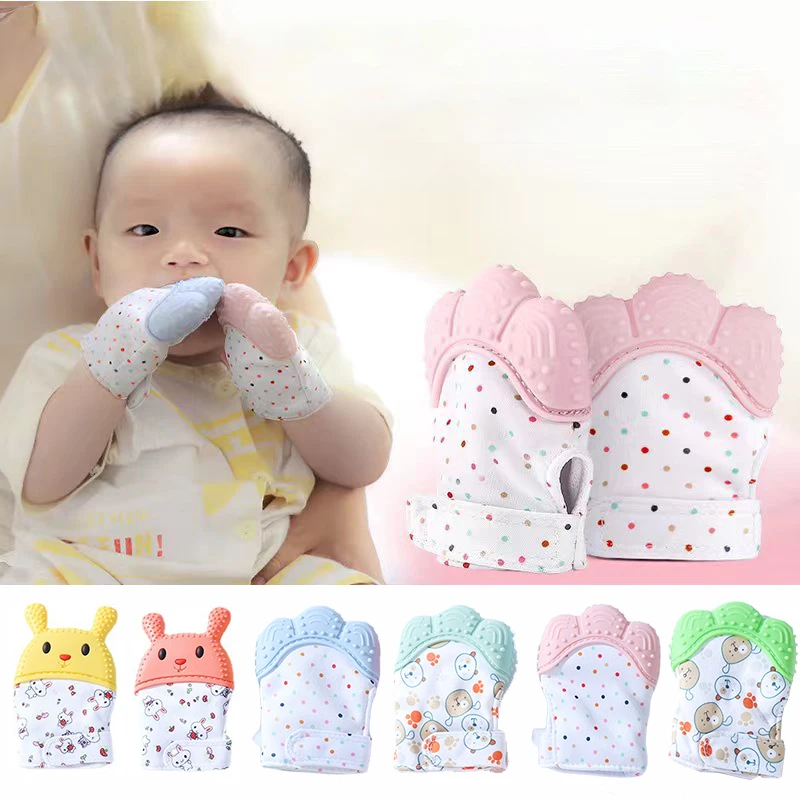 

1PC Baby Silicone Mitts Teether Teething Mitten for Boy Girl Baby Teething Glove Mittens for New Born Stop Sucking Thumb Toy