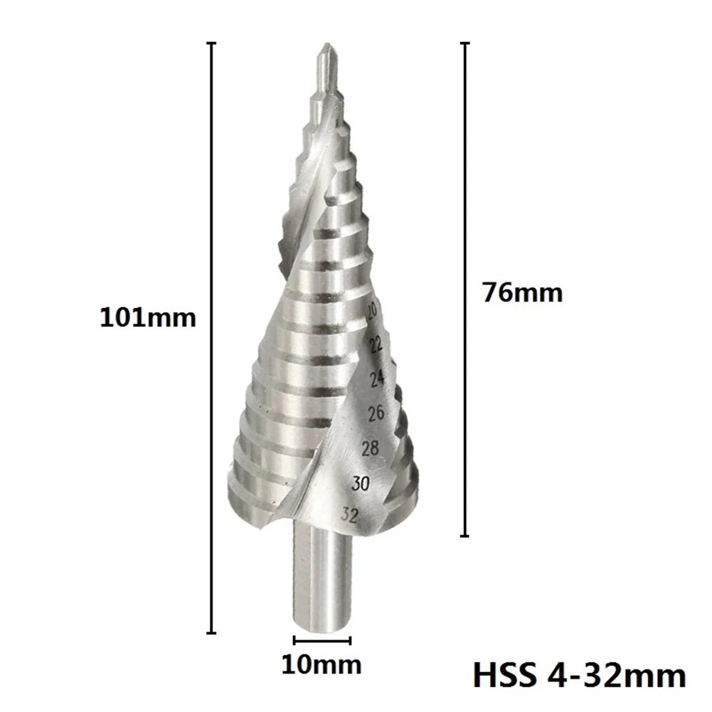 

Step Cone Drill Bit 10mm 4-32mm Accessories Drilling Groove Hole Cutter