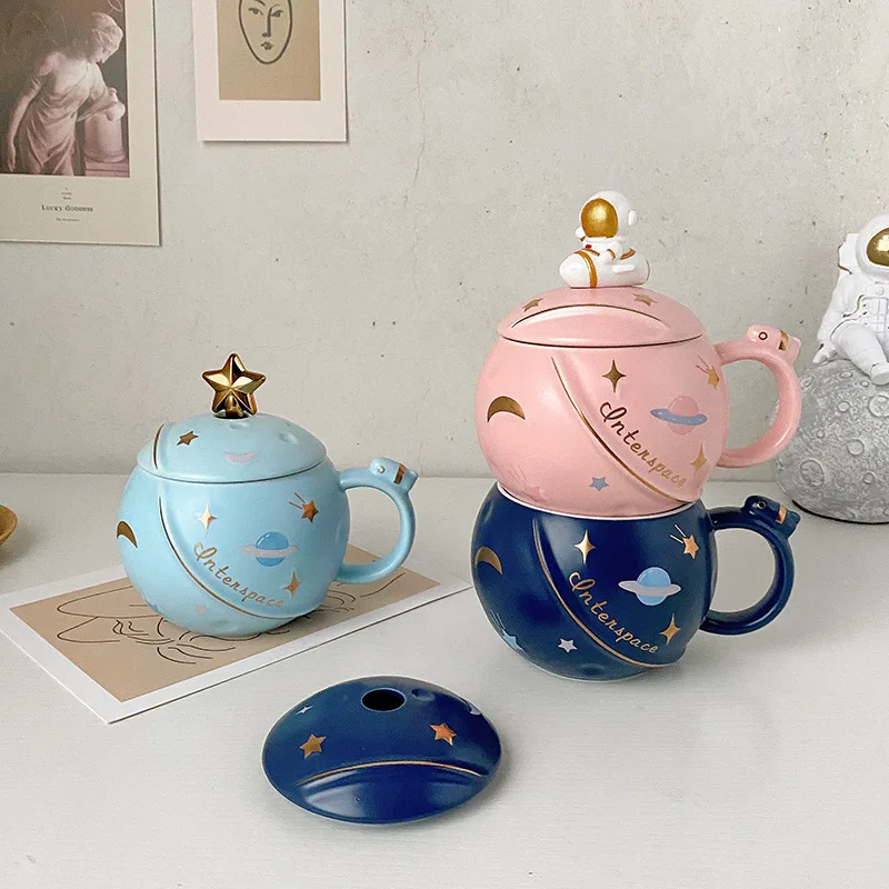 

Creative Cartoon Astronaut Mug Ceramic Cup Couple Personalized Gift Cup Milk Coffee Cup Ins Wind Planet Mug