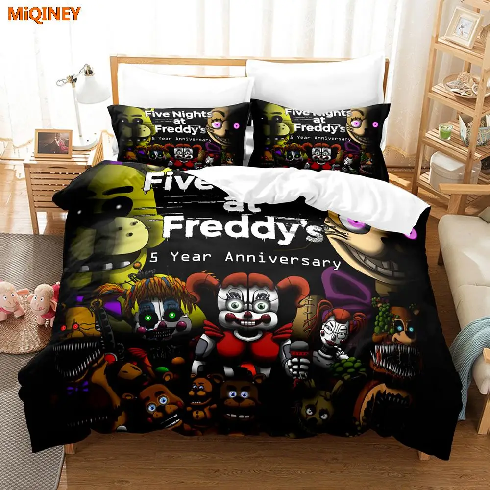 

MiQINEY Five Nights At FNAF Bedding Set Single Twin Full Queen King Size FNAF Bed Set Aldult Kid Bedroom Duvetcover Sets 3D