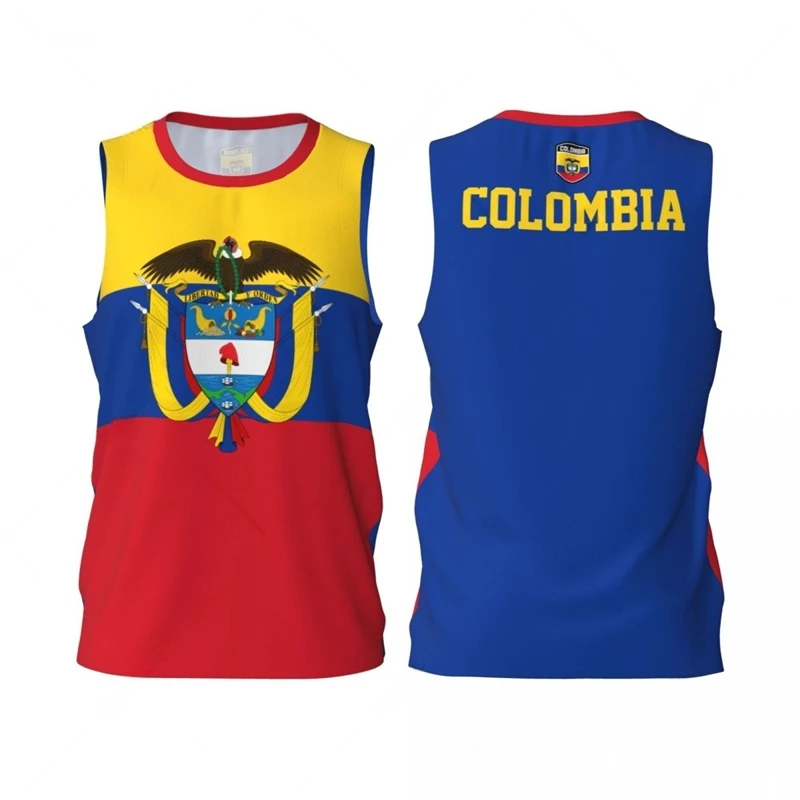 Баскетбольные майки с флагом Колумбии летняя мода футболки без рукавов 3D принтом