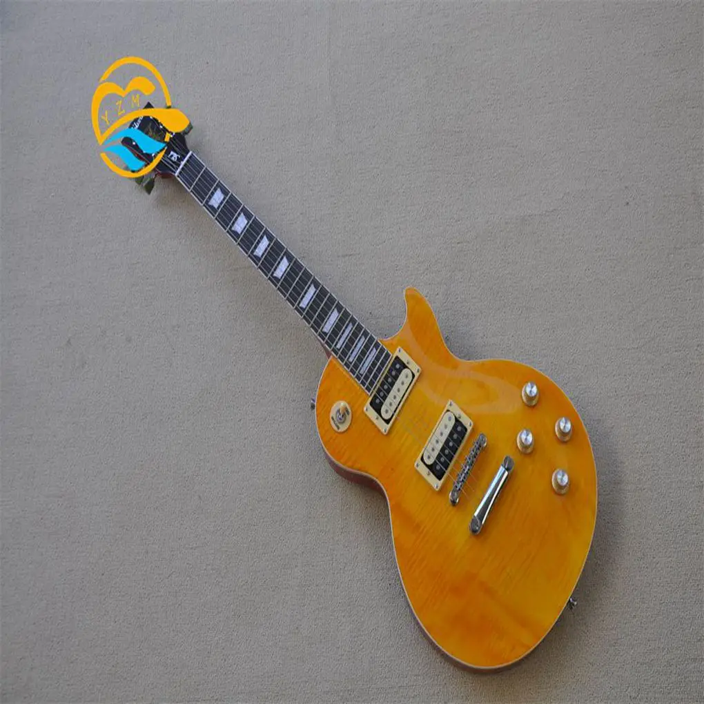 Электрическая гитара желтая ГИТАРА LP log 6 струн отпечатков пальцев из розового