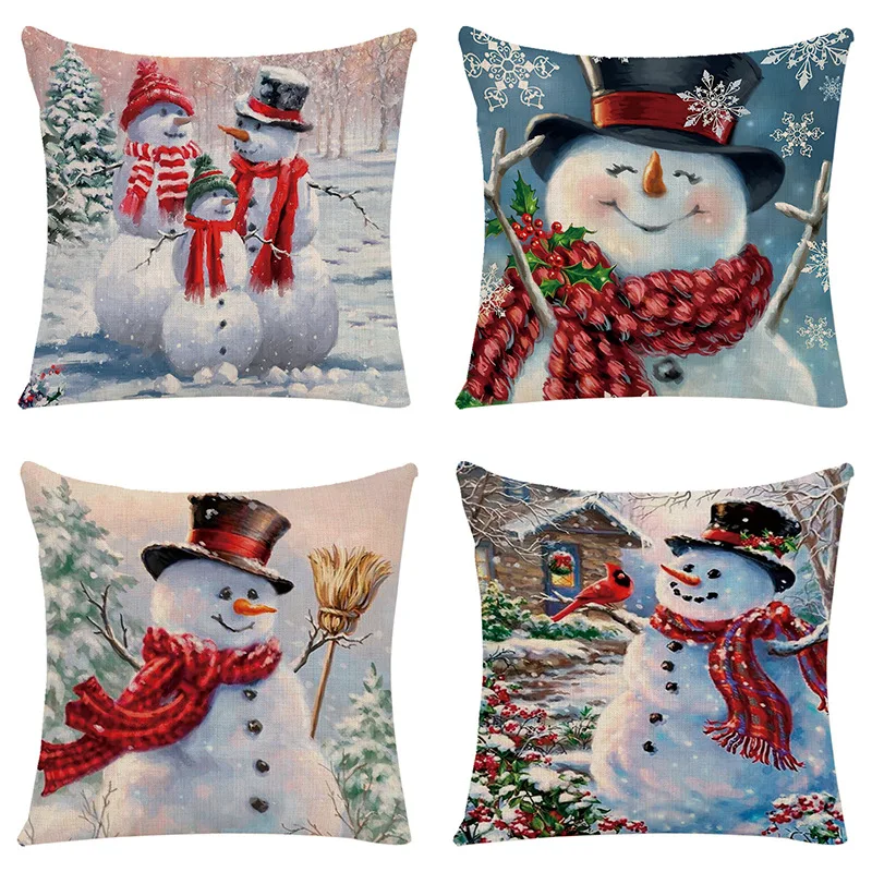 

Snowman Christmas Cushion Cover Merry Christmas Decorations for Home Cristmas Sofa Decor Navidad Xmas Gifts New Year 2023