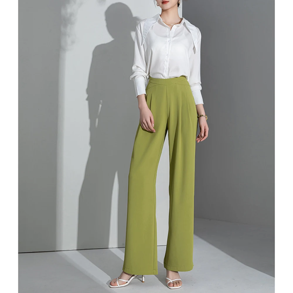 Новинка 2024 женские модные тонкие шифоновые брюки с высокой талией и широкими