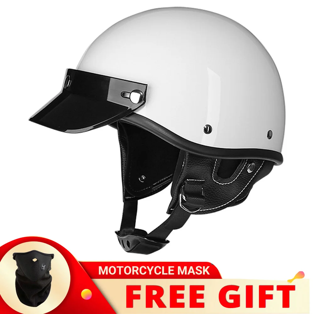 New Japan Korea Vintage Classic Half Open Face Motorcycle Helmet DOT Approved Electric Motorbike Scooter Riding Jet Casque Moto enlarge