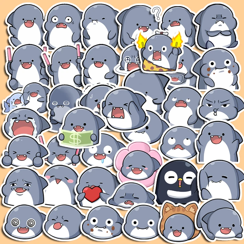 

40PCS Cute Cartoon Baby Shark Sticker DIY Scrapbook Collage Phone Diary Album Happy Plan Gift Seal Decoration