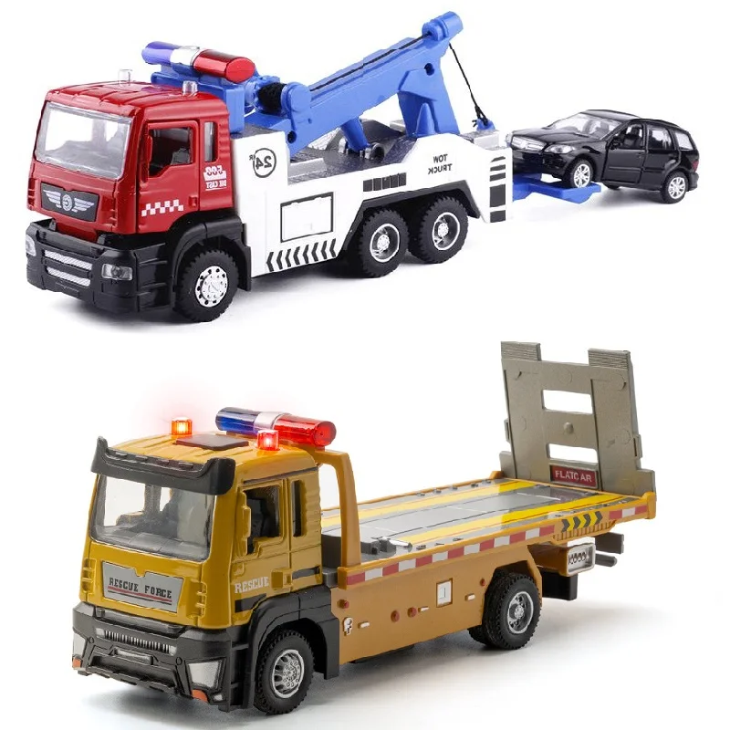 Diecasts Tow Truck Set & Rescue Trailer 1:50 Alloy Model ( With One 1:64 Car) 5009-1/ 50010-1 Transport Vehicle Boy's Gift