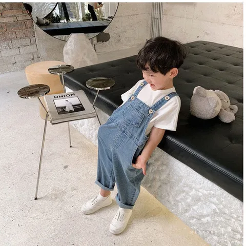 Spring  Autumn Men's Women's Baby All-match Casual Jeans Light Color Denim Overalls Trendy Baby Wardrobe Single Product Pants