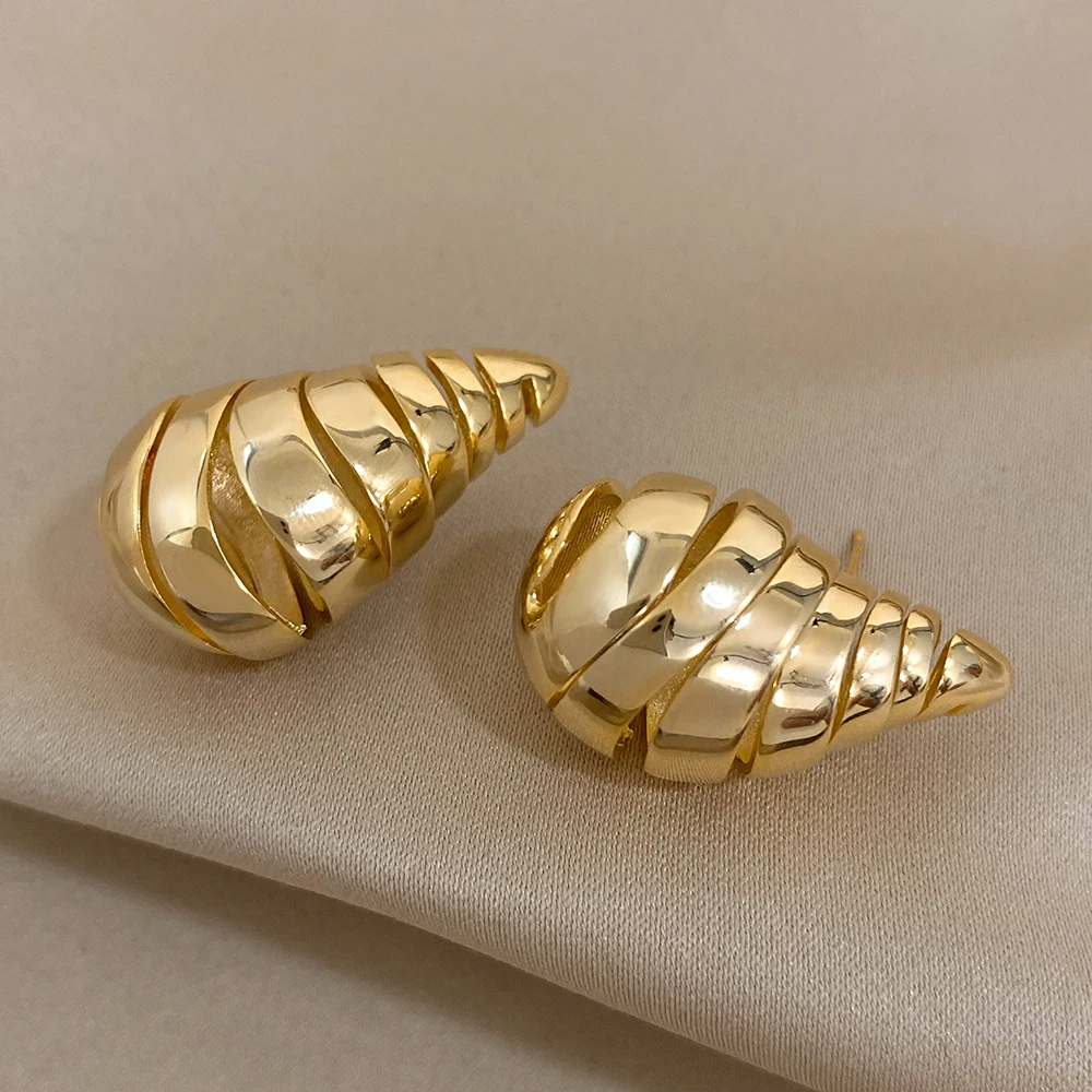 DODOHAO полые металлические гладкие дизайнерские серьги-гвоздики в форме капли воды