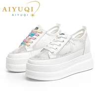 aiyuqi sneakers women platform high heel casual new mesh summer shoes women internal heightening fashion white shoes women