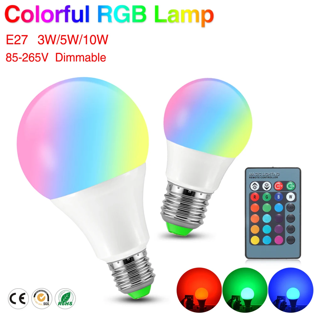 

Светодиодная RGB-лампа с умным управлением, E27, 3 Вт, 5 Вт, 10 Вт