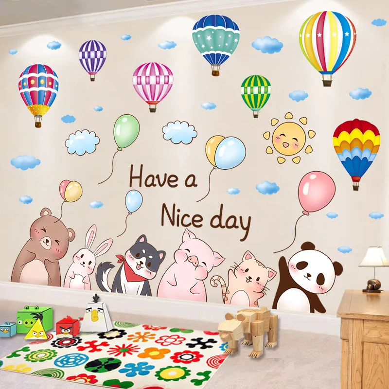 

Hot Air Balloons Wall Stickers DIY Creative Animal Pegatinas Wall Decals for Kids Rooms Baby Bedroom Nursery House Decoration