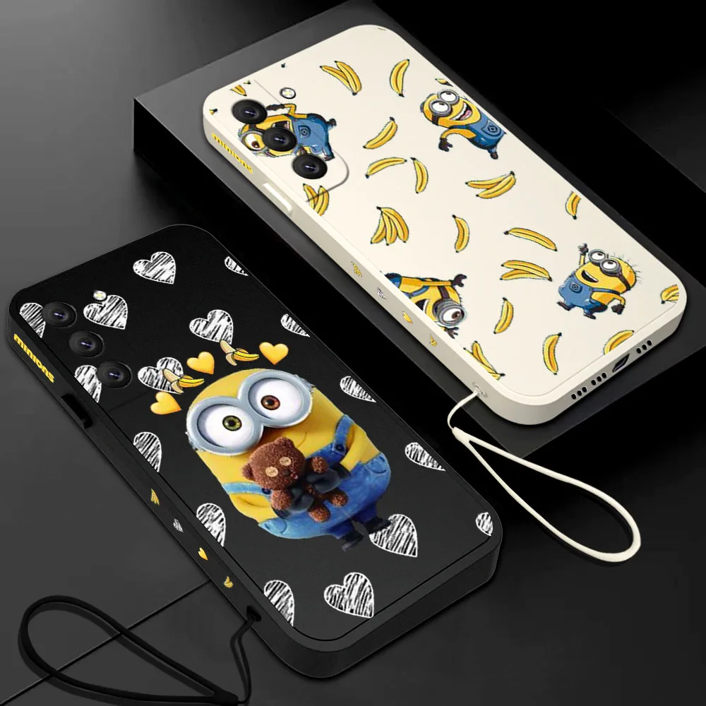 

Cute minionses Phone Case For Samsung Galaxy S23 S22 S21 S20 Ultra Plus FE S10 4G S9 S10E Note 20 10 9 Plus With Lanyard Cover