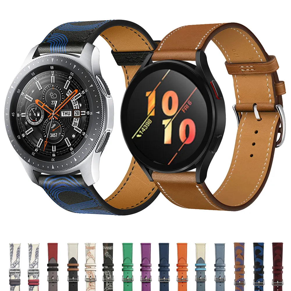 

Ремешок кожаный для samsung galaxy watch 5 pro 4, классический браслет для active 2 40 мм huawei watch 3 gt2 GT3 pro, 20 мм 22 мм, 46 мм 42 мм