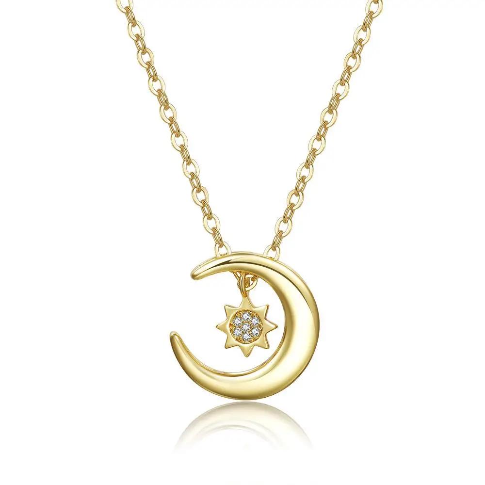 

Delicate Moon Sun Necklace for Women Girl Couple Celestial Sunshine Necklace Crescent Moon Pendant Engagement Jewelry Gifts