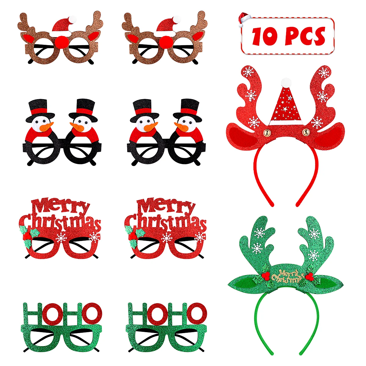 

8 Eyeglasses 2 Headbands Holiday Photo Backdrops Christmas Glasses Christmas Props Masquerade Glasses Headwear Antler Headband