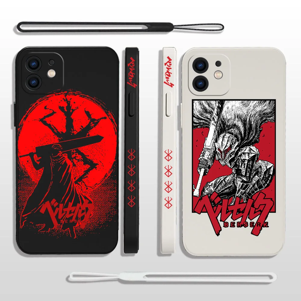 Аниме Чехол Berserk для телефона Xiaomi Redmi Note 12 11 11T 10 10S 9 Pro Plus 10C 9A 9C 9T K40 K50 K60 4G с ремешком на руку