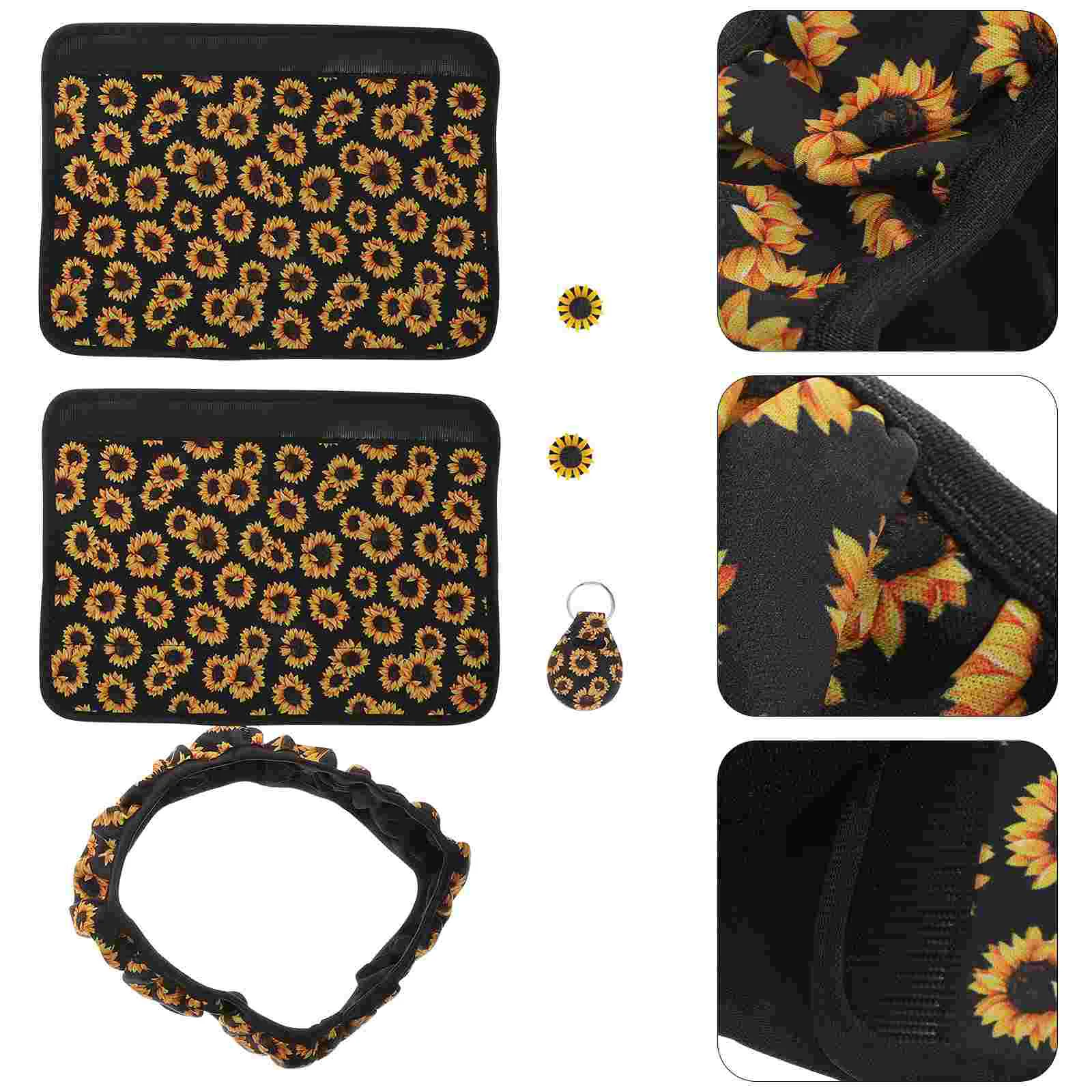 

Car Protective Cover Steering Wheel Set Seat Belt Shoulder Pads Gear Shift Decor