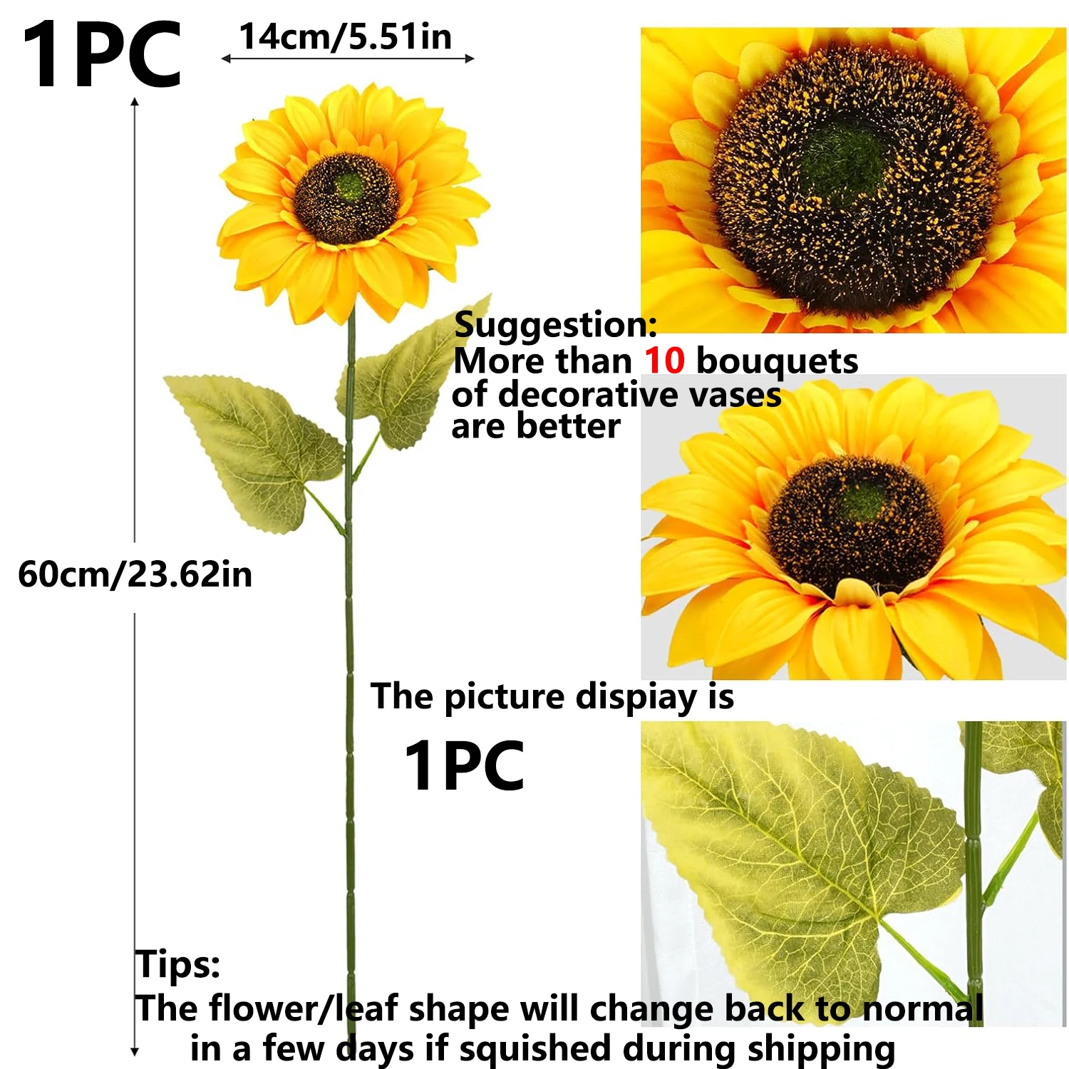 

Искусственный цветок подсолнух шелковый