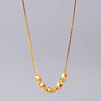 18k gold plated smile necklace ladies jewelry fashion simple small gold beads transfer beads gold necklace exquisite jewelry gif