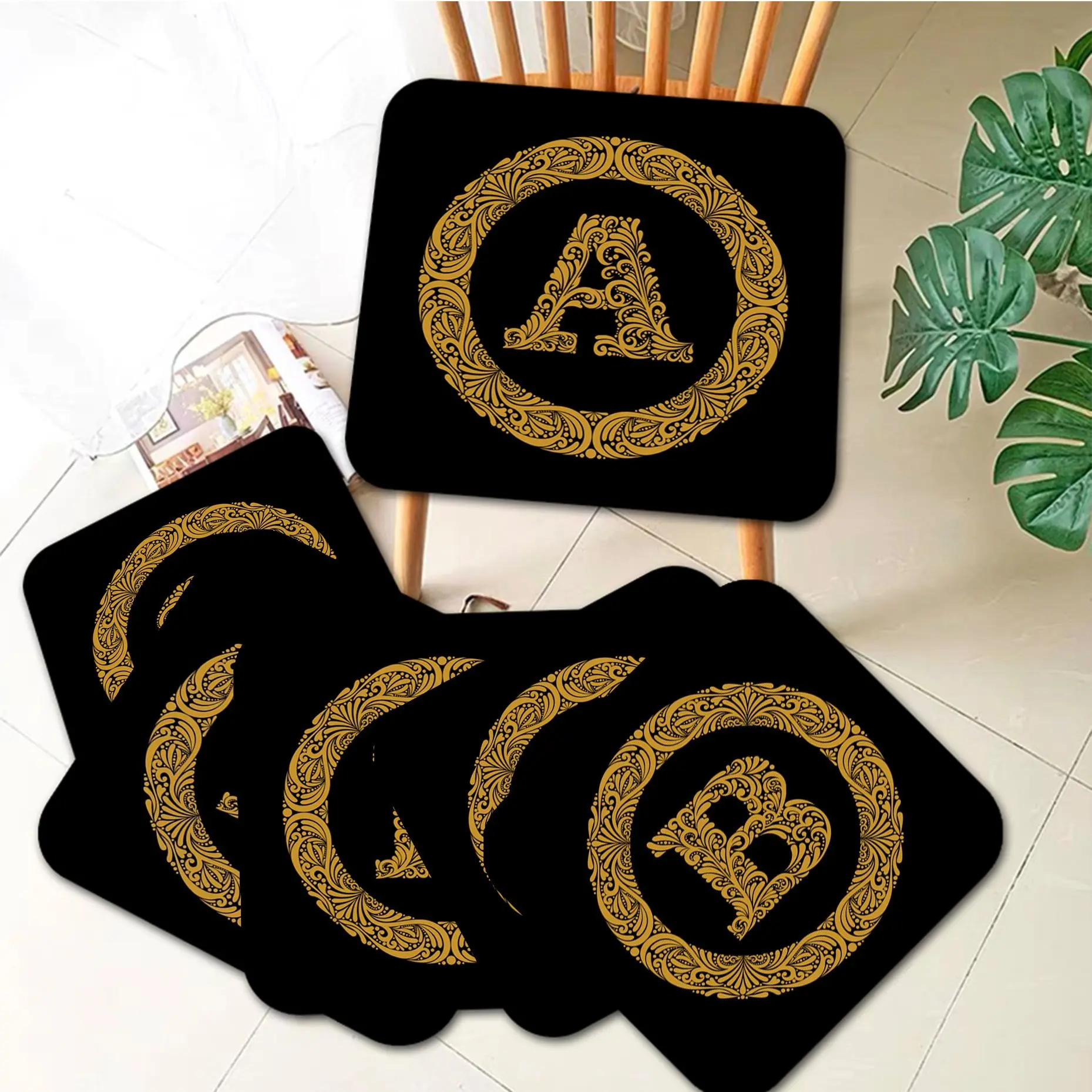 

Elegant Capital Letter Square Plush Cushion Home Back Cushion Soft Comfortable 50x50cm Chair Mat Pad
